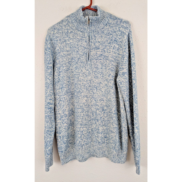 New Even Tide sz L Mock Neck 1/4 zip Sweater beach comber blue men 1632 - Picture 1 of 6